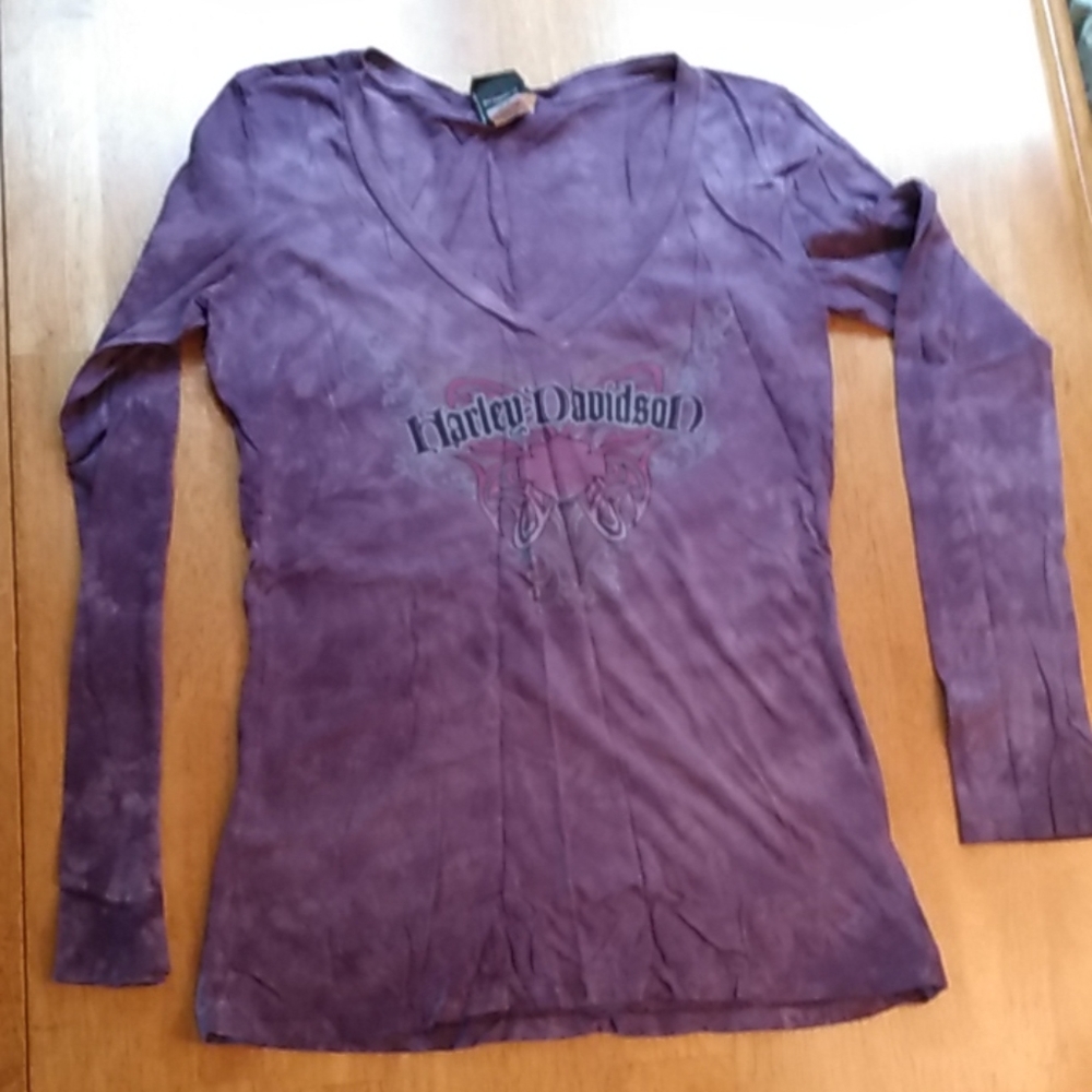 Harley-Davidson purple tie-dye long sleeve top